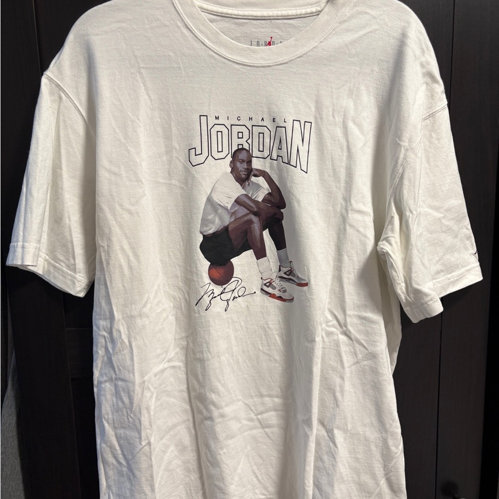 Jordan White Graphic Tee with Michael Jordan Print